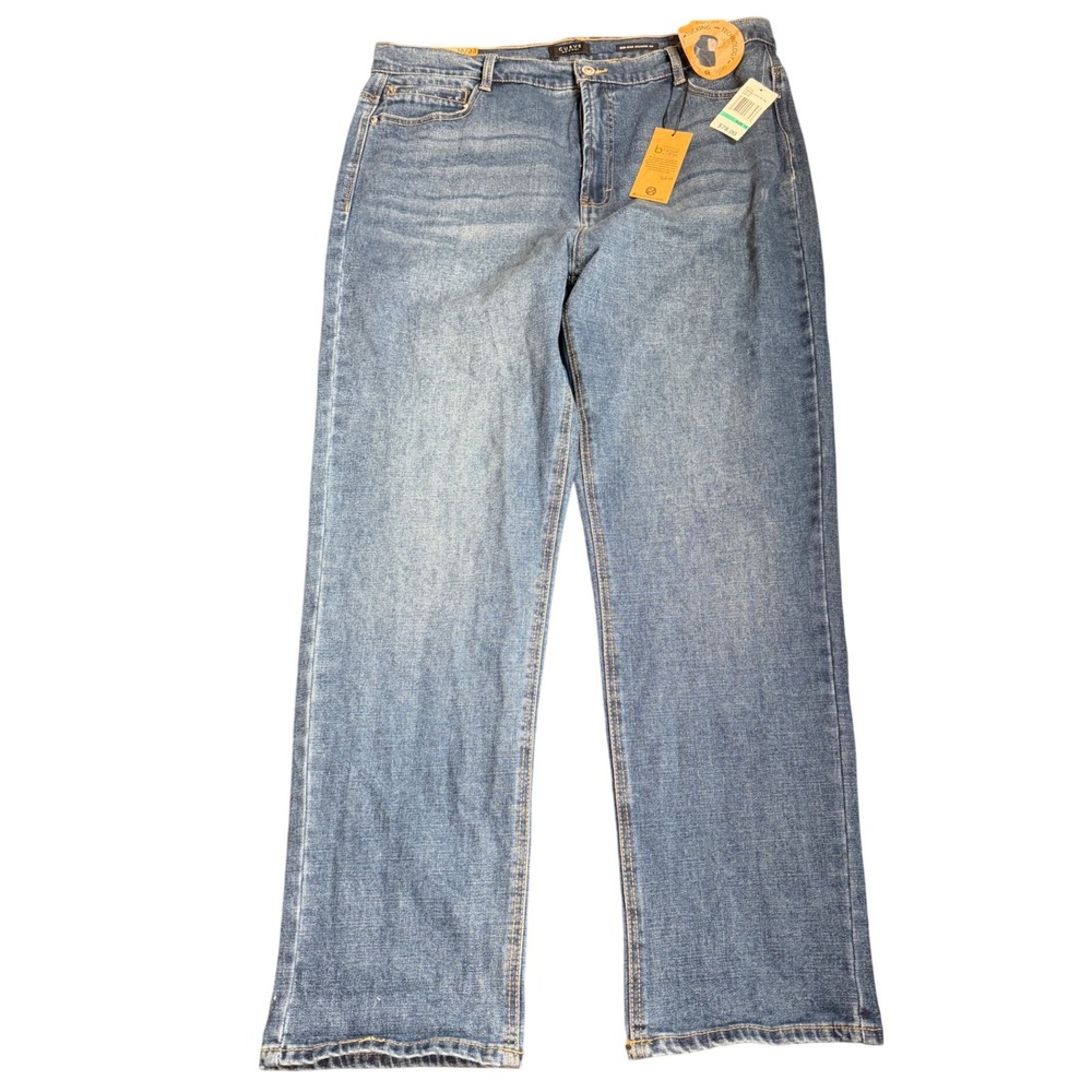 Curve Appeal Mid-Rise Relaxed Fit Jeans Hampton Blue Size 16